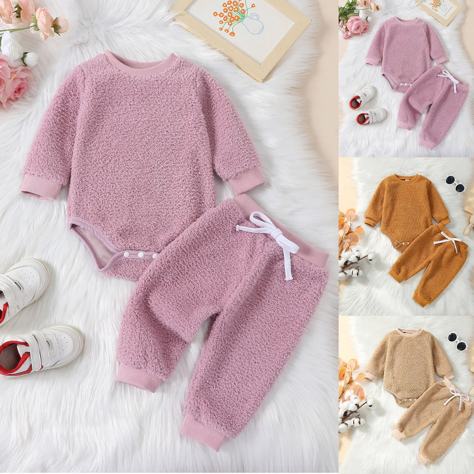 

2 шт., теплый флисовый комбинезон с длинным рукавом, на осень/зиму