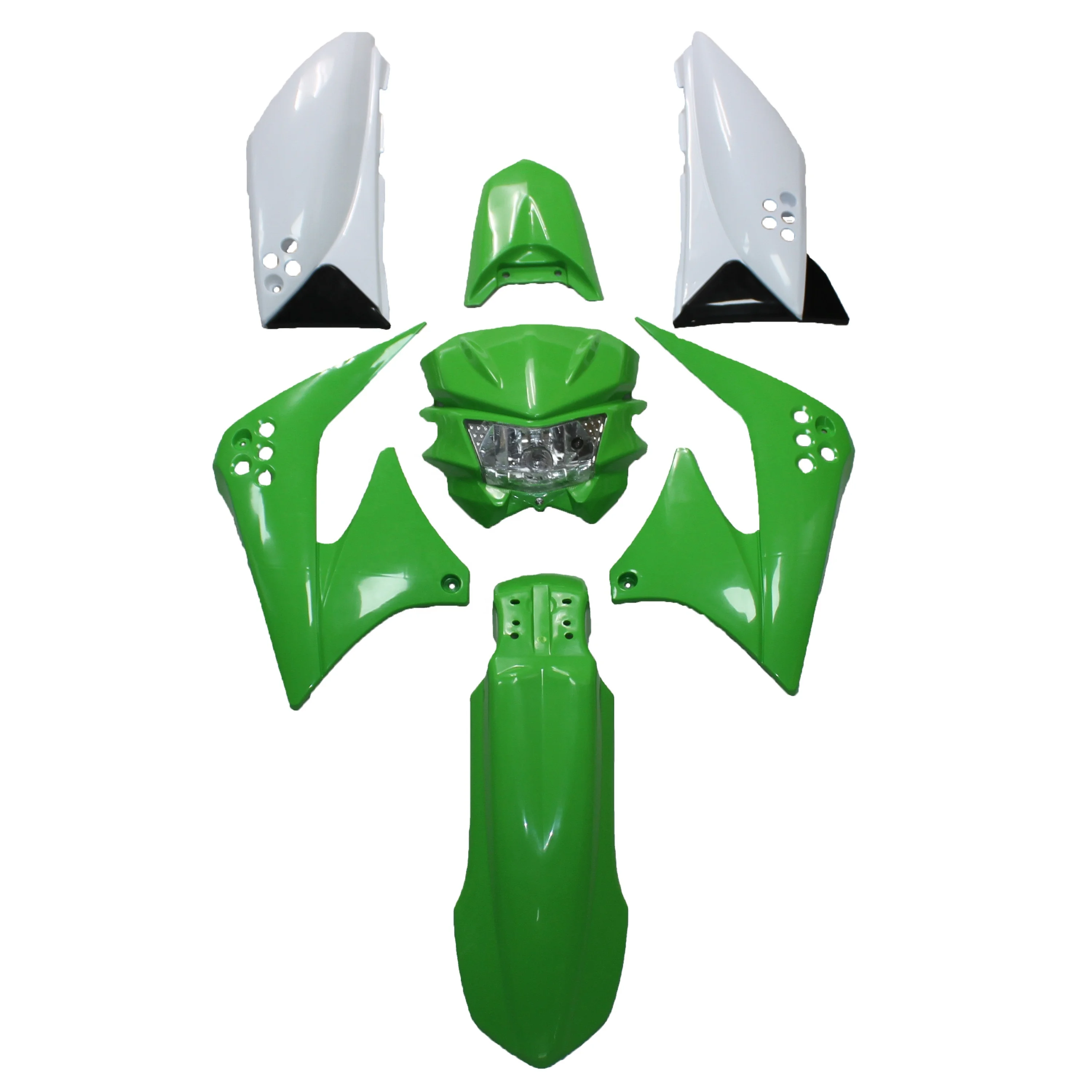 

Green Head Light Plastic Body Cover Motorcross Fairings Kit For KLX 150