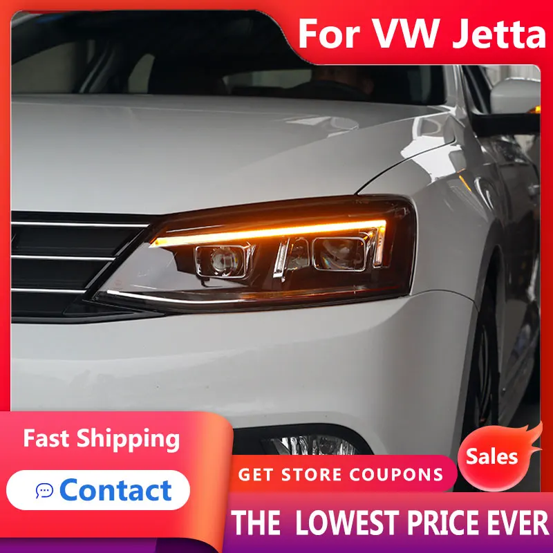 Faro delantero LED para coche, accesorios Drl Hid Bi Xenon, para VW Jetta Mk6, 2011-2018 R8
