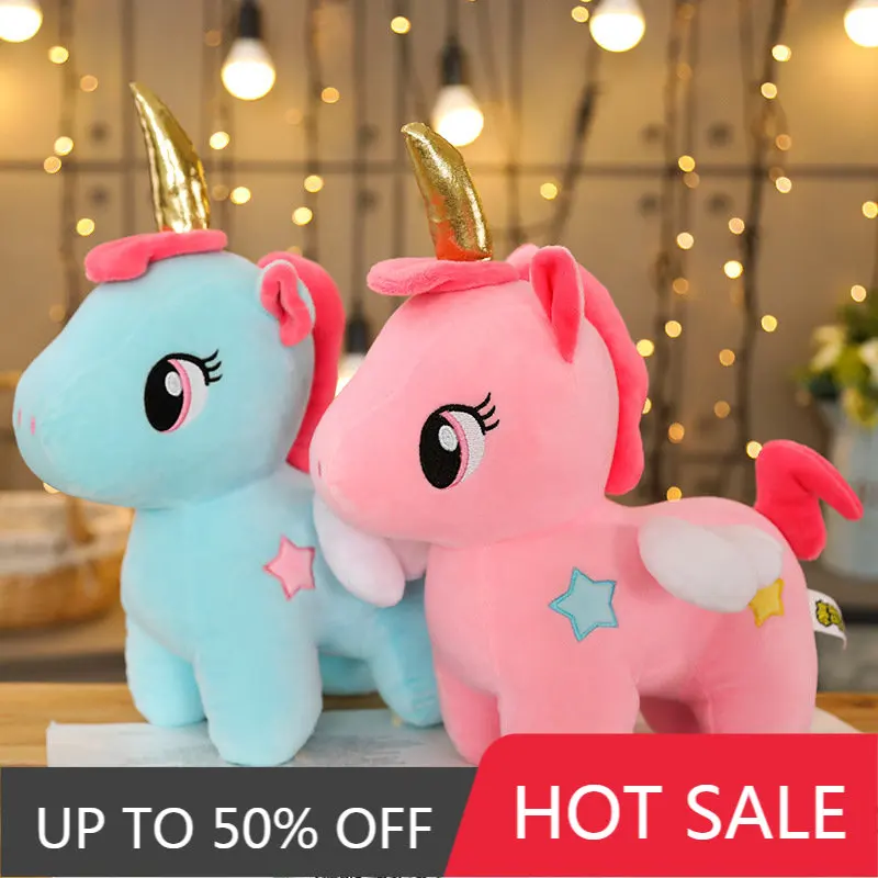 

Мягкая плюшевая игрушка единорог, 20-40 см, Детская Успокаивающая искусственная плюшевая игрушка в виде животного, подарки на день рождения для девочек