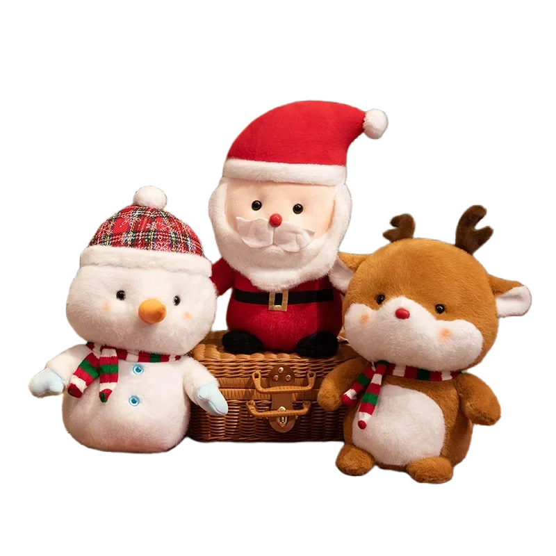 

25/38cm Christmas Plush Accessories Santa Claus Children's Plush Toys Snowman Doll Elk Pillow Car Cushion Christmas Gifts