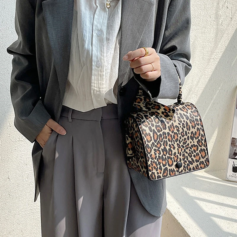 

Leopard Print Bag Women Summer PU Leather Luxury Fashion Square Shoulder Crossbody Handbags Vintage Casual Femme Hand Bag 2022