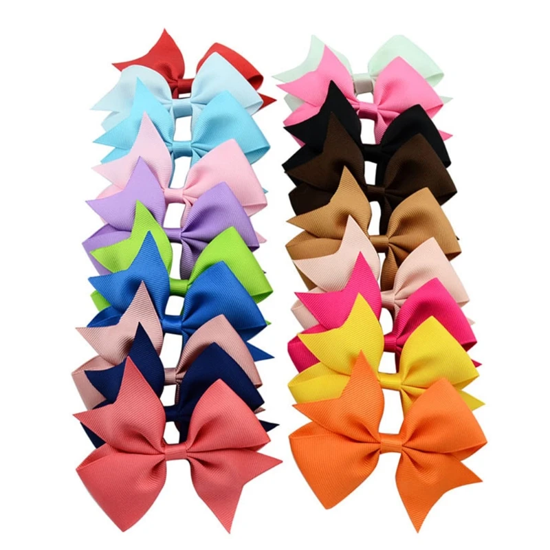 

B2EB 20Pcs Boutique Baby Girl's Hair Bows Hairpin Alligator Grosgrain Ribbon Bow Clip