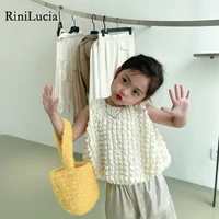 rinilucia girl 2022 summer tank tops for girls o neck sleeveless casual loose white t shirt girl fashion clothing korean