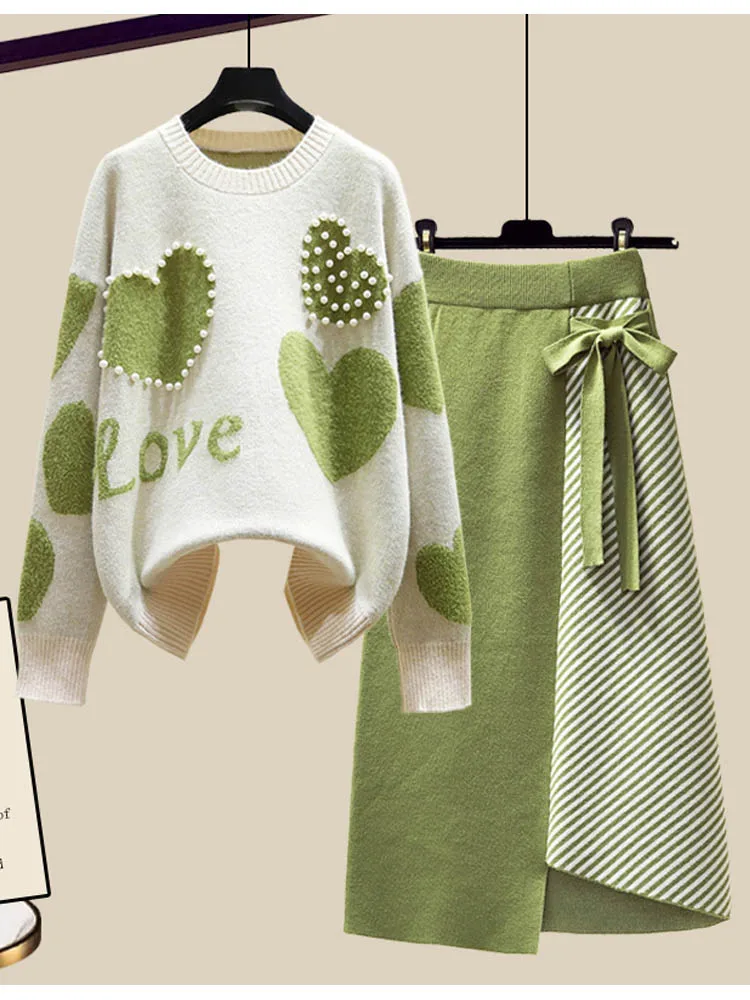 

Осенне-зимний Маленький очаровательный осенний комплект с юбкой женский маленький весенне-осенний вязаный свитер с юбкой из двух предметов