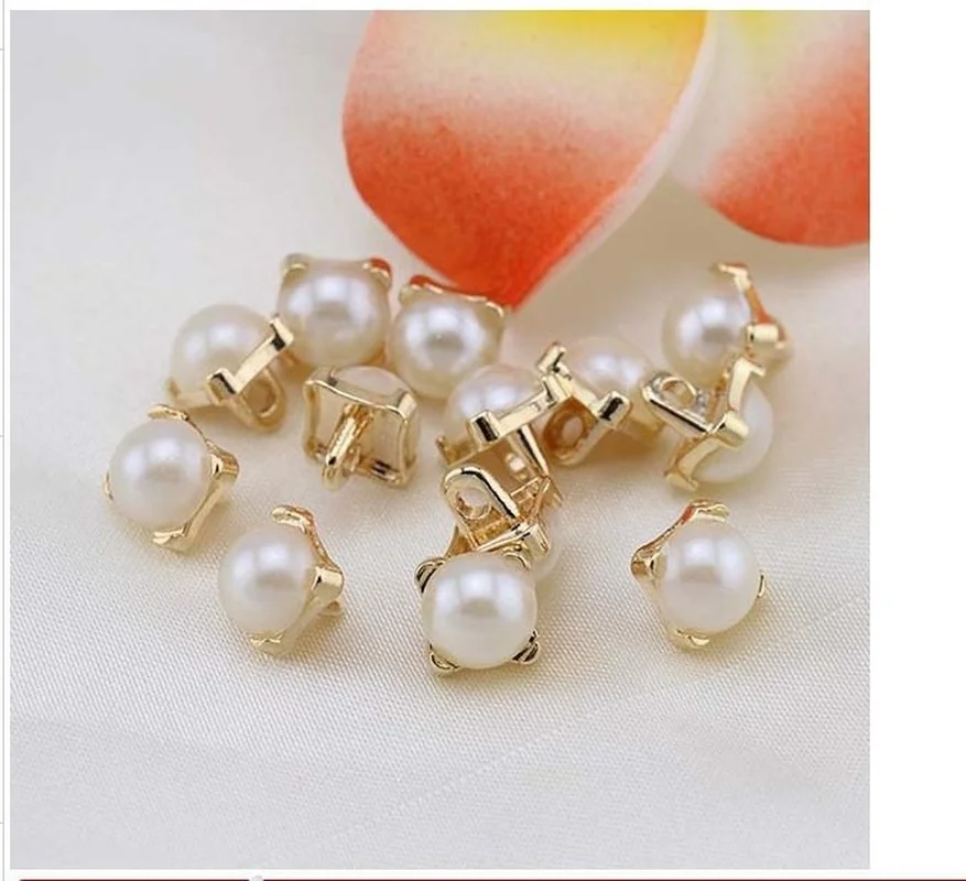 

8mm 100pcs/bag New Metal Delicate Square Pearl Buttons DIY Shirts Kids Sweater Jacket Decorative Buttons
