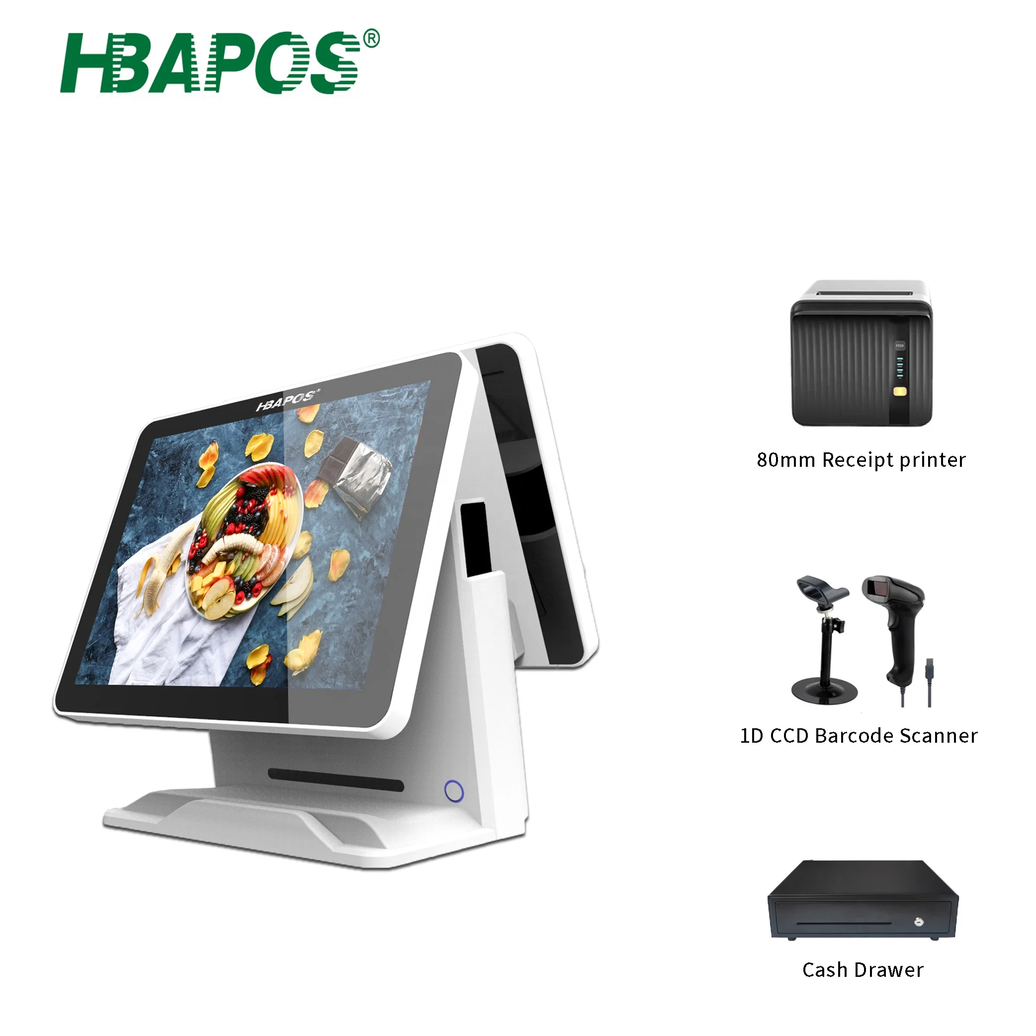 

Кассовый аппарат для ресторана, 15/15, 6 дюймов, 2 сенсорных экрана