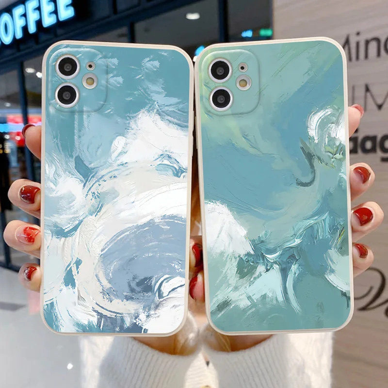 

For Huawei P30 Watercolor Painting Case Huawei P40 P50 Pro P30 Lite Honor 9X 50 20 Pro X8 20S Y9 Prime Y6 Pro 2019 Nova 7i 5T