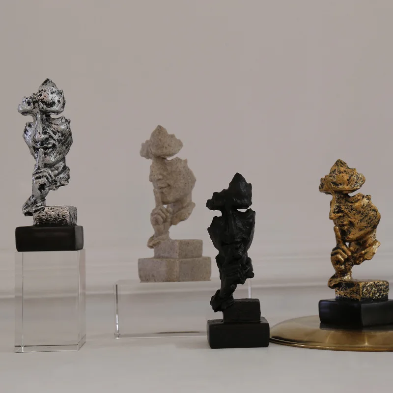 

abstract art figures for decoration face masks room decoration office statues and sculptures silence is gold Ornament