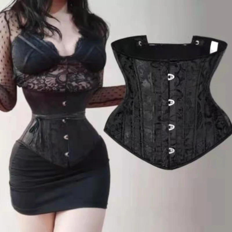 Gothic Solid Color Lift Up Female Waist Corset Wide Spandex Belt Women Fashion Slimming Waistband Adjustable Corsets