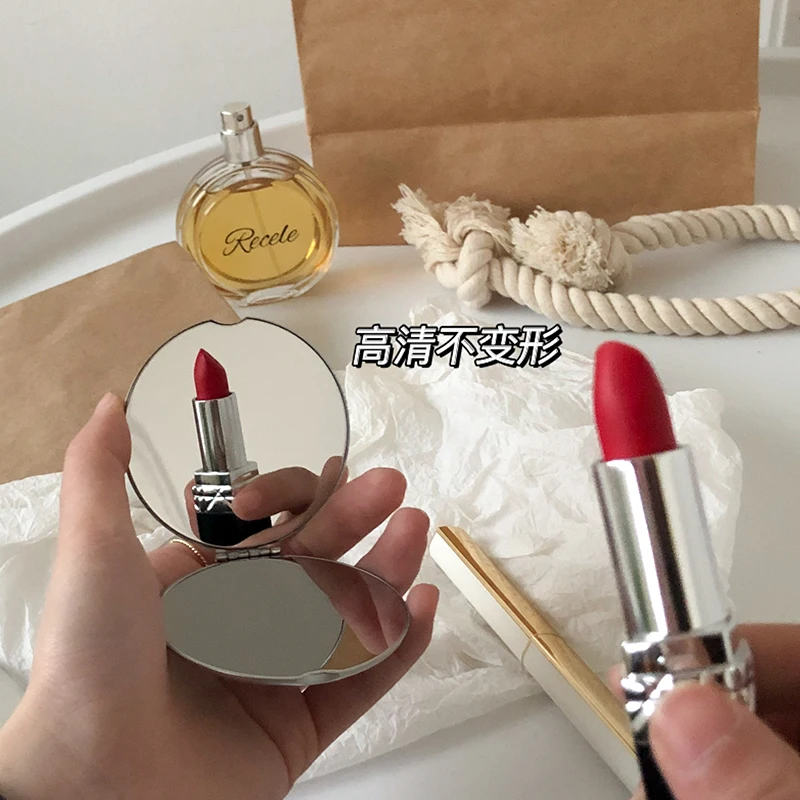 Ins портативное простое двухстороннее зеркало для макияжа из нержавеющей стали