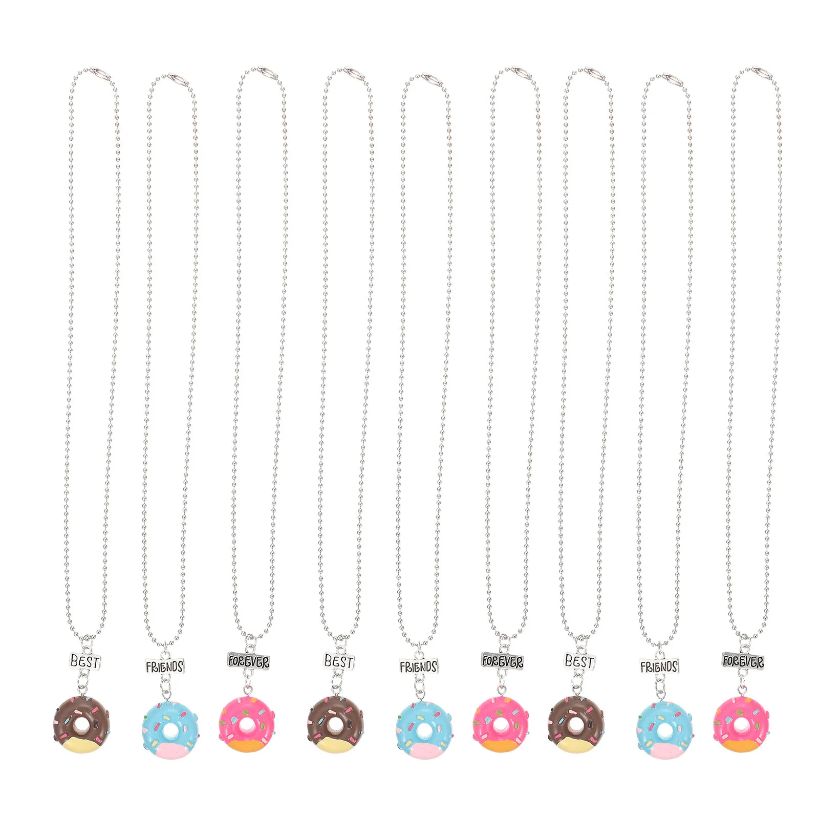 

9 Pcs Sweet Good Friend Necklace Miss Kids Girls Donut Friendship Resin Decorative Necklaces