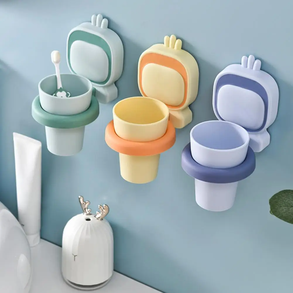

Wall Mounted Shelf Colorful Cartoon Style Wall-mounted Toothbrush Holder Strong Load-bearing Storage Shelf Rack for Mouth Cups