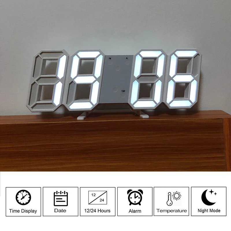 

3D Large Digital Alarm Clocks Nordic Wall Clocks Hanging Watch Table Clocks Calendar Thermometer Electronic Clock Digital Clocks
