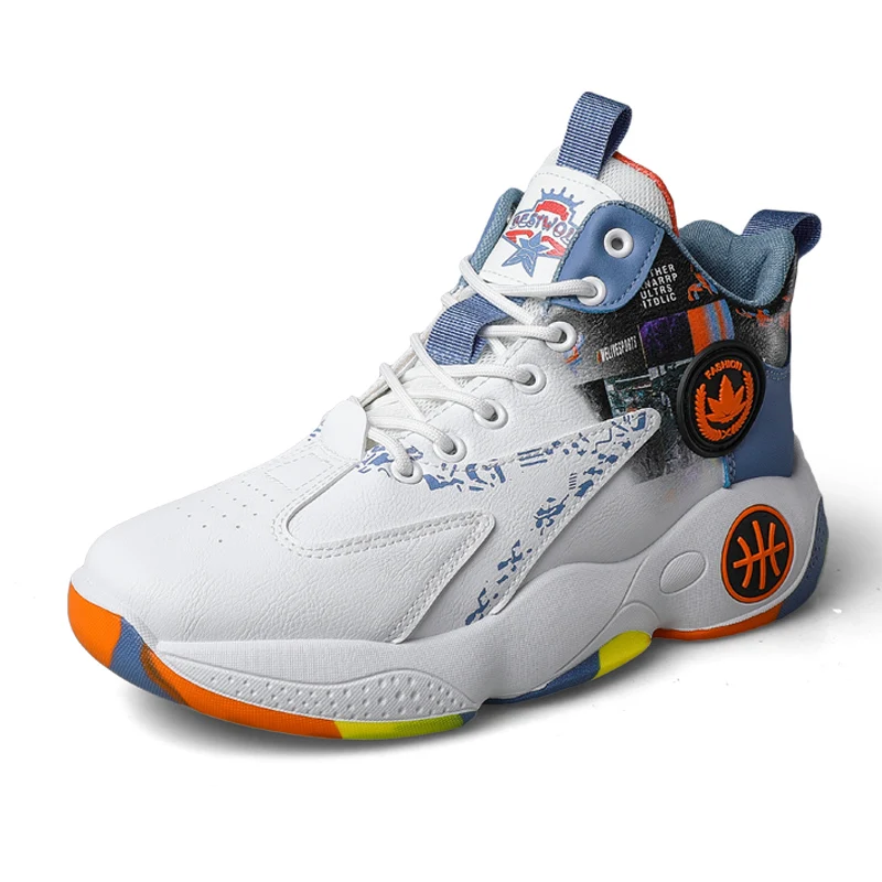 

Молодежные модные высокие кроссовки из микрофибры и кожи, Нескользящие износостойкие баскетбольные кроссовки для студентов