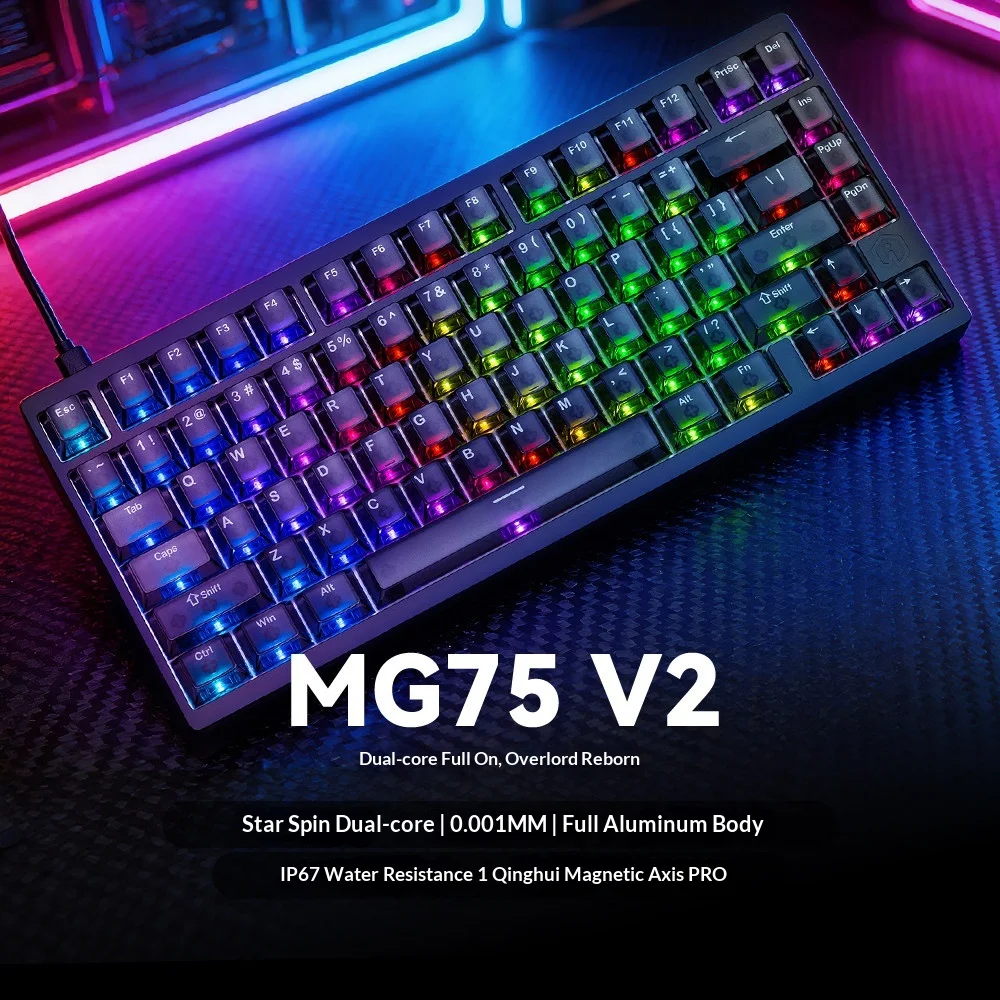 Механическая клавиатура IROK MG75 V2 с магнитными переключателями, из алюминиевого сплава с ЧПУ, проводная, для геймеров, аксессуары для ПК и киберспорта, подарки (art.: 3920d91bf76ad) - 3920d91bf76ad