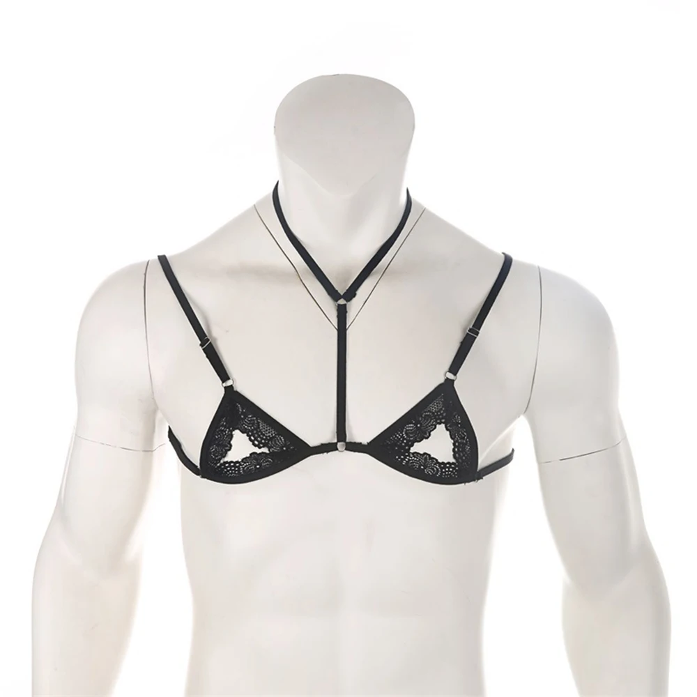 

Men Sissy Bra Gay Sexy Sheer Lace Bikini Underwear Nightwear Wire-Free Bra Tops Hollow Transparent String Homme Slip