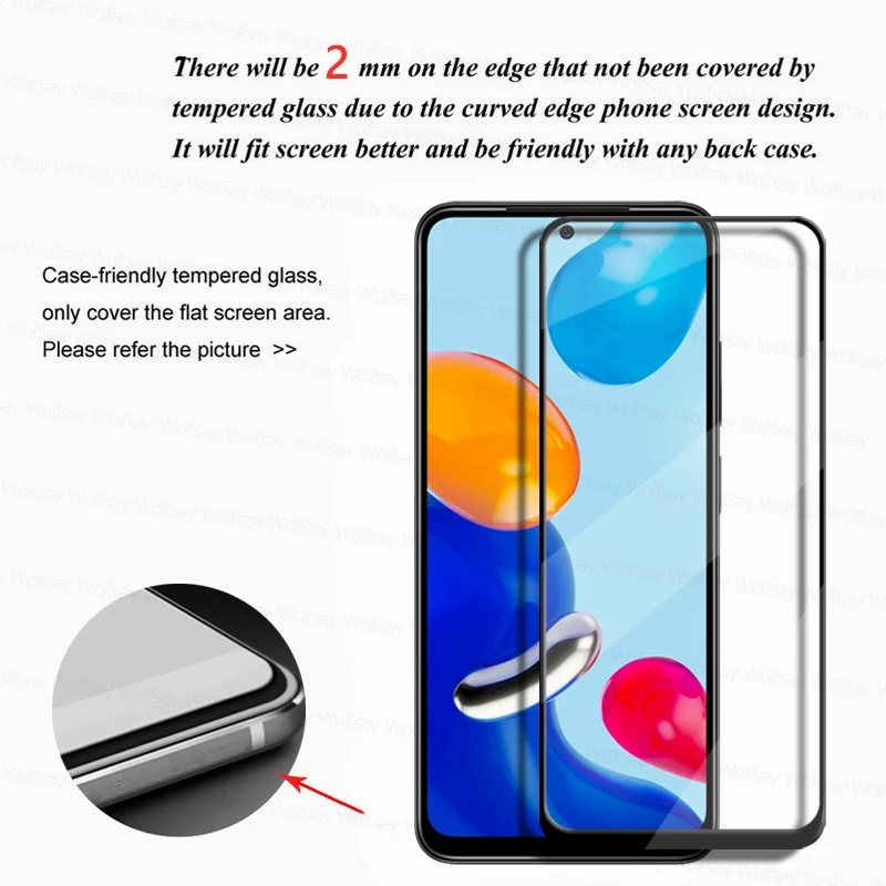 Полностью клеевое стекло для Xiaomi Redmi Note 11 Защитное экрана 10 9 8 Pro Max закаленное |