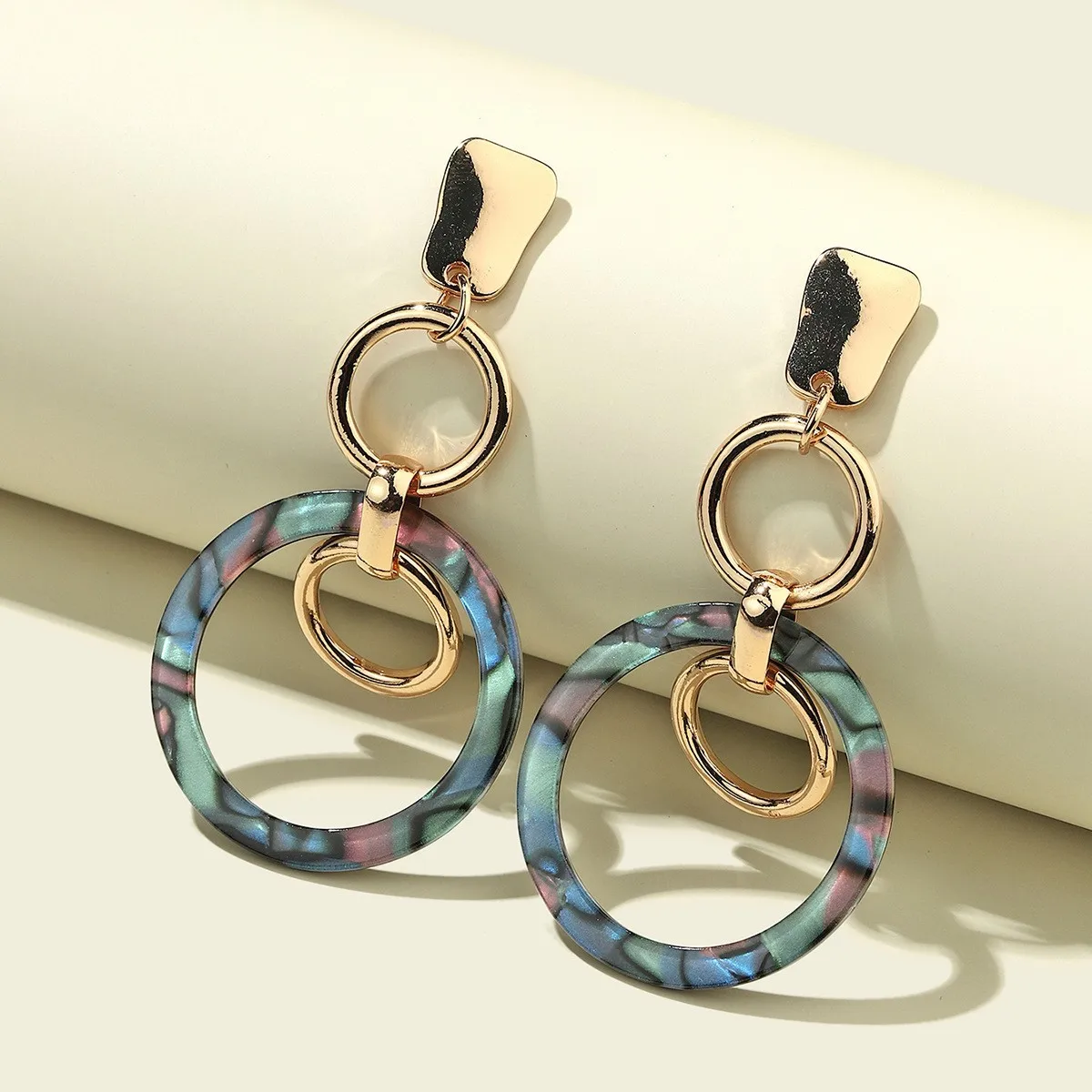 

New Product Exaggerated Personality Bohemian Colorful Large Circle Earrings Noble Temperament Simple Women's Jewelry Gifts