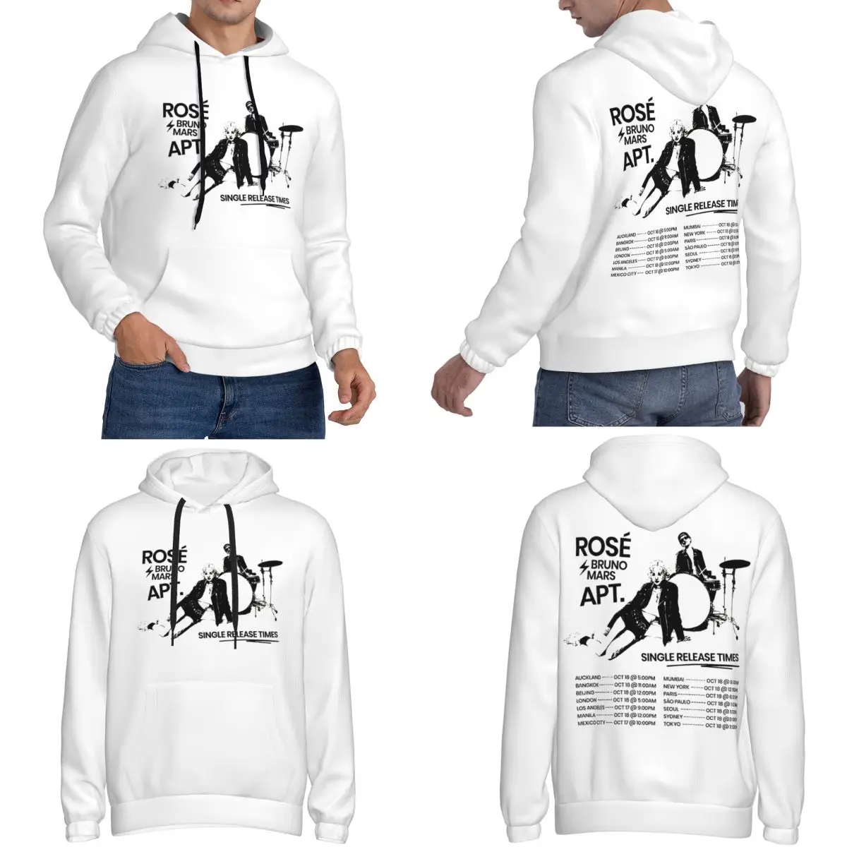 Мужчины Женщины Rose Apt Tour Dates 2024 Бруно Марс Толстовка с капюшоном Воротник на