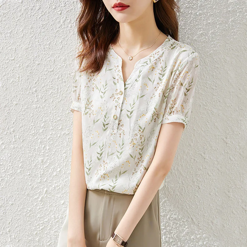 

Женская блузка с коротким рукавом и круглым вырезом, ZZ1313