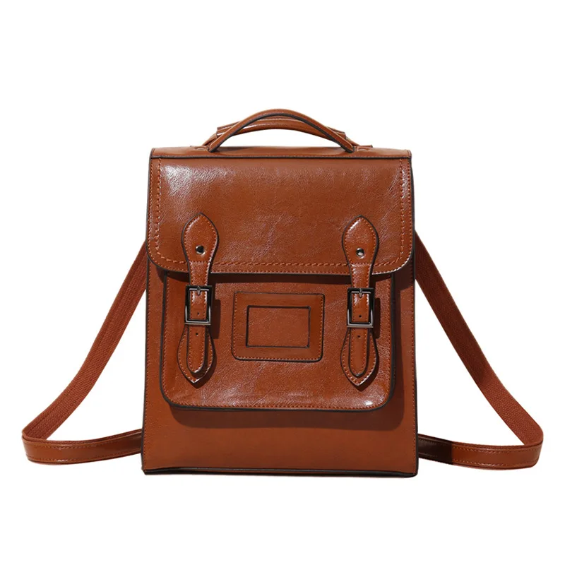 

Vintage Leather Backpack Women Double Shoulder Bags Retro Ladies Second Layer Cowhide Backpacks Fashion Female Bag