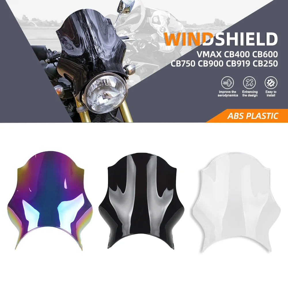 

Dazzling blue Black crysta Motorcycle ABS windshield Windscreen For Honda CB400 CB600 CB750 CB900 CB919 CB250 Hornet All Years