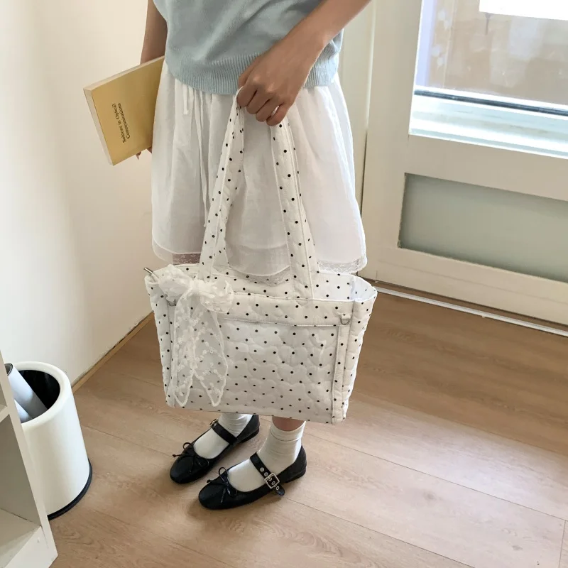 Фото CANVAS Dots, сумки на плечо большой вместимости, новые летние ленты, Лидер продаж 2024, сумки для женщин, универсальные повседневные сумки через плечо №4