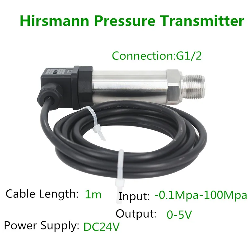 

Hirsmann Pressure Transducer Converter Sensor 0-5v Output for Water Gas Oil With 1m Cable M20*1.5 DC24V