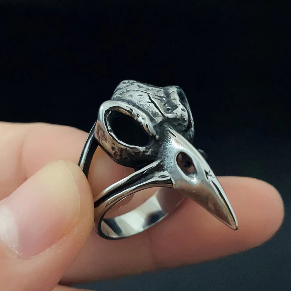 316L Stainless Steel Raven Skull Rings for Men Boy Punk Hip Hop Fashion Biker Viking Crow Ring Jewelry Gifts Wholesale Size 7-13