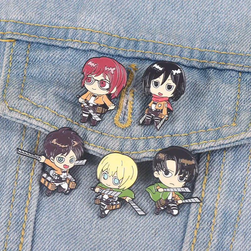 

Attack on Titan Anime Character Badges Enamel Pin Mikasa Eren Levi Brooch