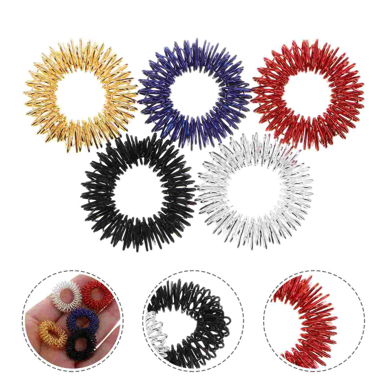 

Rings Ring Fingeracupressure Sensory Fidget Spiky Chinesetoys Medicinepicking Adult Skinbracelet Set Roller Circulation Stress