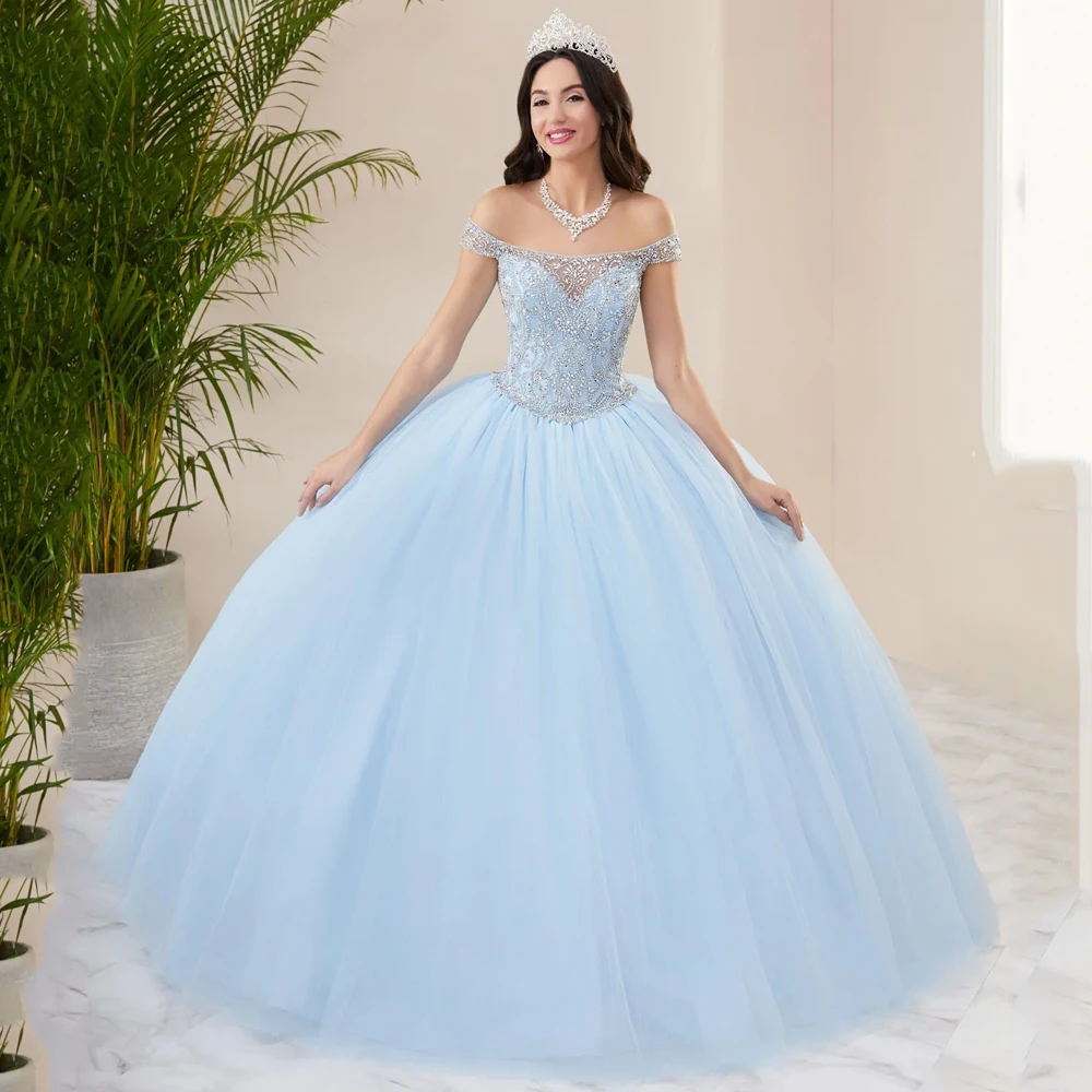 

Exquisite Ball Gown Quinceanera Dress Scoop Neck Sleeveless Off The Shoulder Pretty Beadings Women Party Fashion Dresses