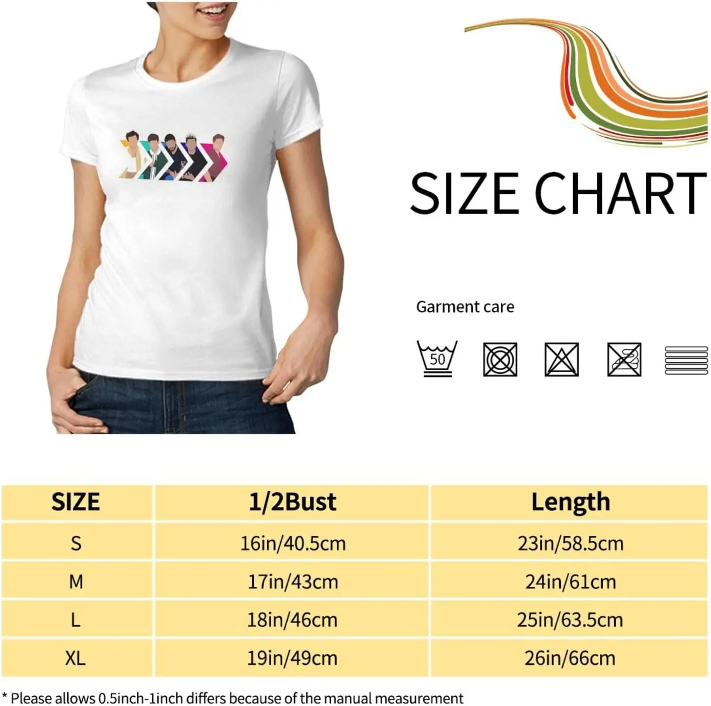 Женская футболка One Music and Direction с принтом повседневные топы круглым вырезом и