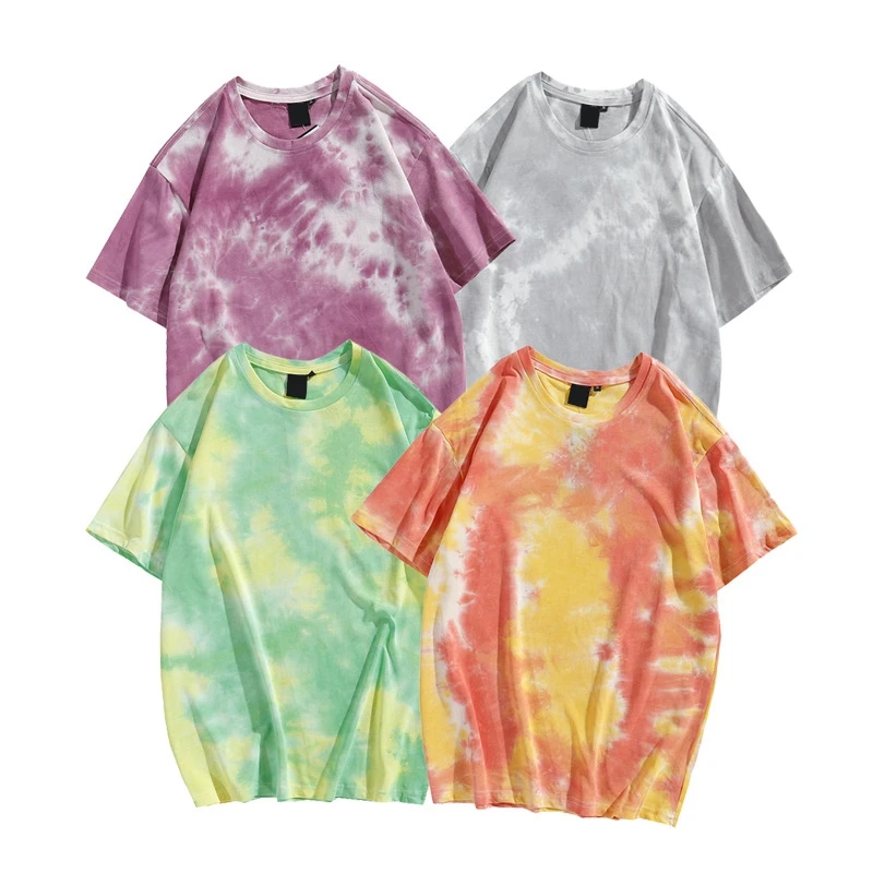 

New T-Shirt Mens Tie Dye Printing T-Shirts High Street Tidal Current Cyber Celebrity Couple T-Shirt Unisex