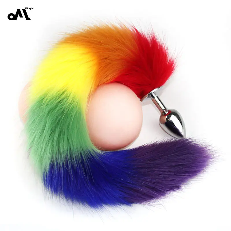Ful Matching Artificial Hair Female Anal Masturbation Device Anal Plug Toy Adult