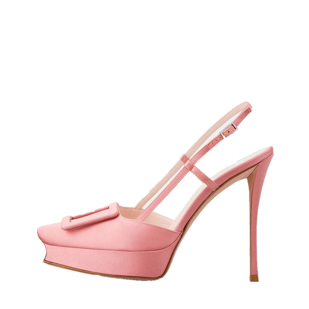 Women Shoes Summer New Pointed Toe Platform Stiletto Shoe Fashion Closed Toe Big Buckle Strap High-Heeled Formal Dress Sandals