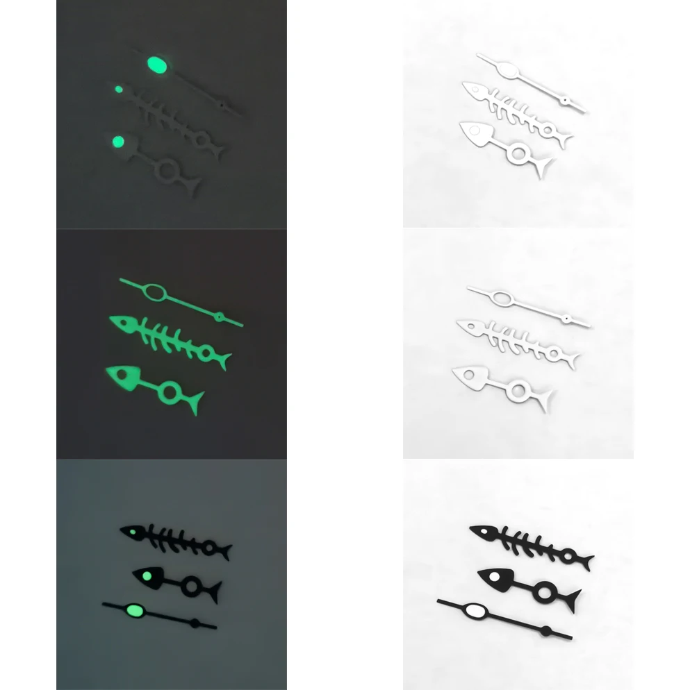 Modified watch needle fish bone hand three hands C3 green luminous suitable for NH35/NH36/4R/7S movement diving watch accessorie