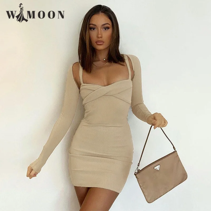 

Cape Style Long Sleeves Dresses For Women 2022 Summer Solid Party Club Sexy Evening Bodycon Eleagnt Fashion Casual Vestidos