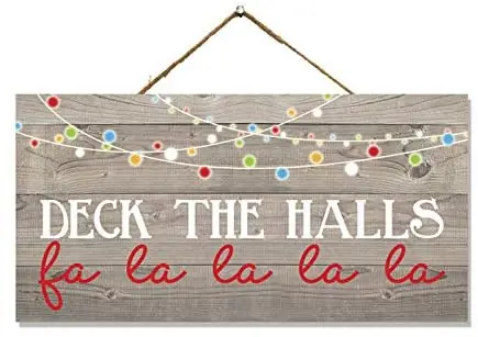 

Deck The Halls Wood Sign Christmas Decor Wooden Decorations Holiday Wreath Porch Rustic Hanging Ornament Small Door
