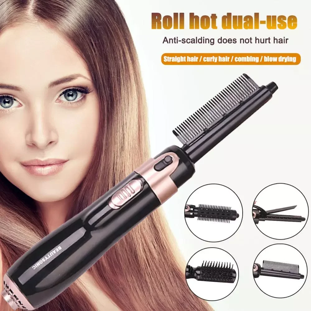 

4 In 1 Multi Function Hot Air Wet and Dry Dual Use Comb Anion Hair Dryer Brush Electric Straightener Curler Negative Hair Dryer