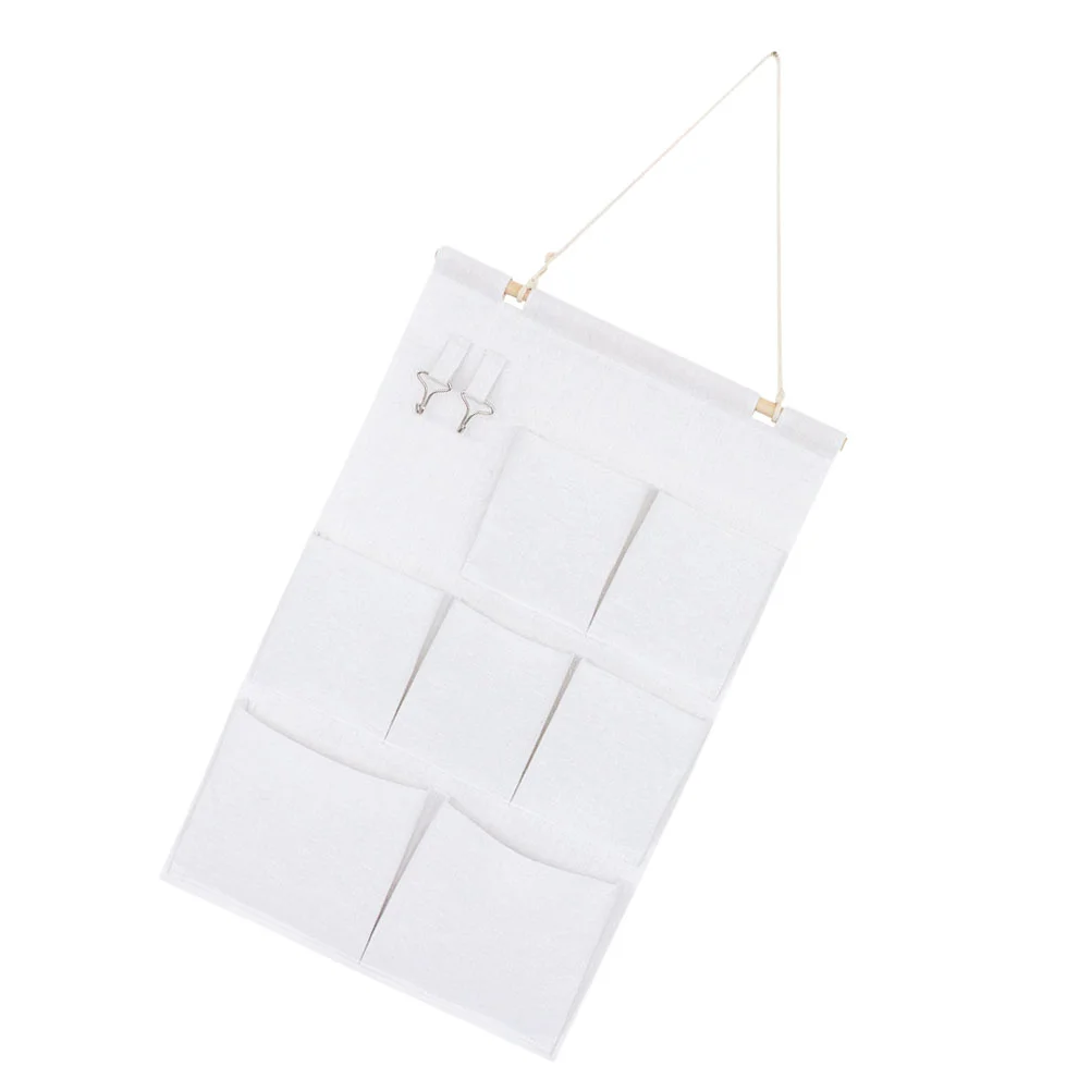 

Creative Organizer Cotton and Linen Hanging Bag Storage Bag Wall Door Closet Storage Bag Sundries Organizer (with Wooden Stick