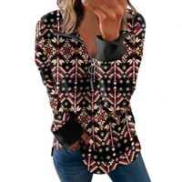 simple cutting breathable lightweight zipper neck leopard patchwork print pullover top lady blouse streetwear