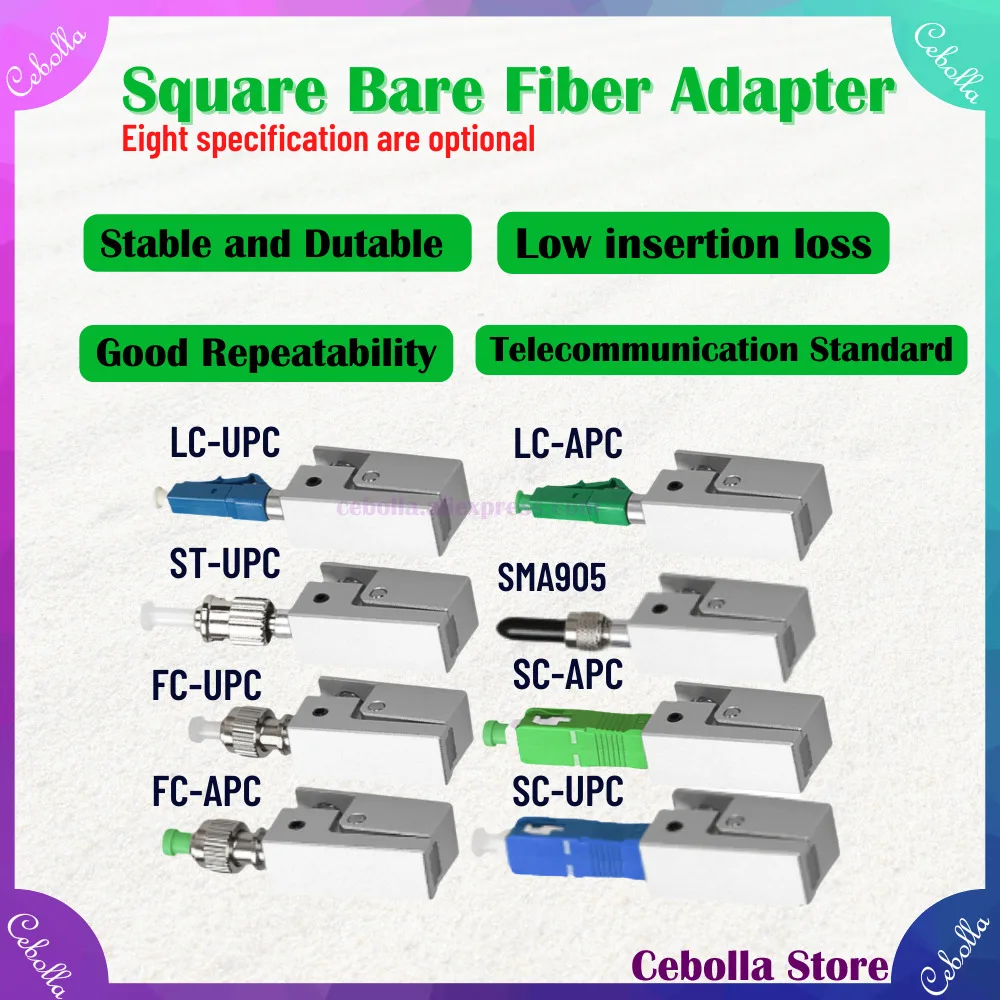 2pcsLot Fiber Optic Adapter Square Type Bare Fiber Adapter SC/UPC SC L ST FC Square FTTH Optical Tools