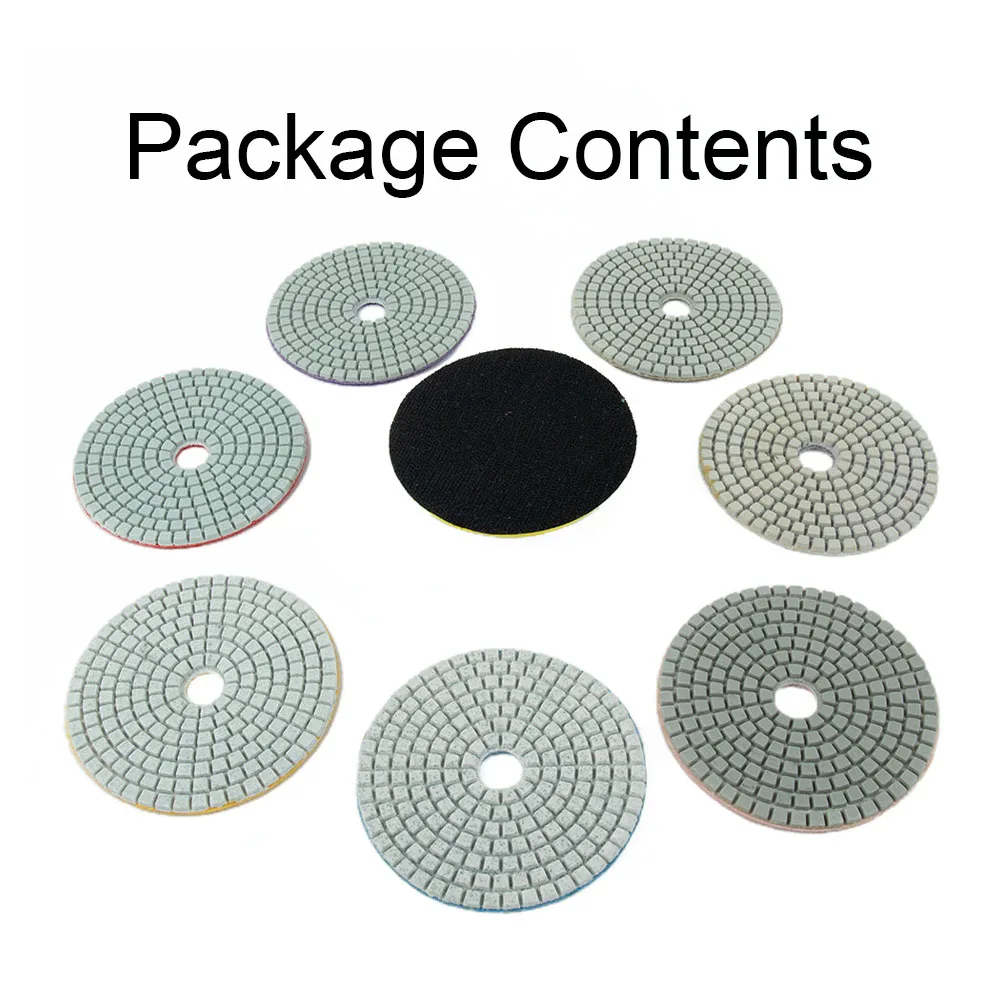 

8Pcs 4Inch Polishing Pad Backing Pad Kit For Marble Concrete Granite Wet Dry Diamond Buffing Grinding Wheel Polisher Accessories