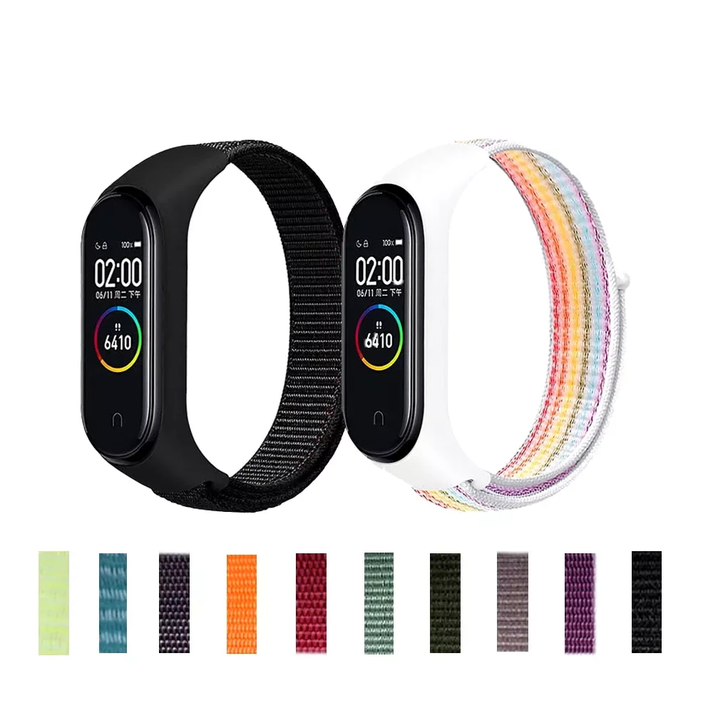 

band 6 4 3 5 Nylon Bracelet Smart Watch Strap Replaceable Xiomi Xaomi Xiami Mi Band6 Strap silicone Bracelet Sport Wristband