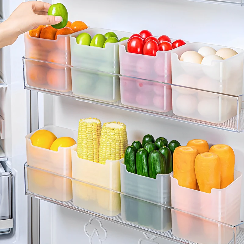 

Door Bins Box Food Fruit Sort Fridge Box Organizer Container Cabinet Storage Spice Organizer Kitchen Plastic Refrigerator 1/3pcs