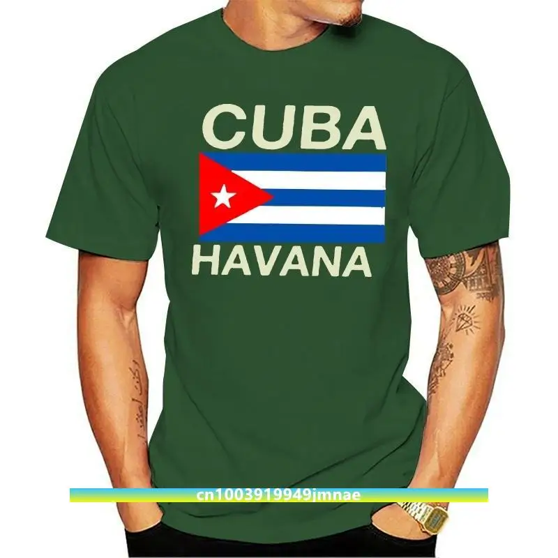 

Personalizado Impresso Homens Camiseta Cuba Flag Havana Cotton Short Sleeve T-Shirt O-neck