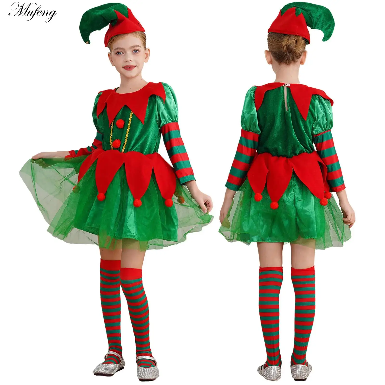 Новый рождественский наряд для девочек комплект Санта-Клауса рождественское