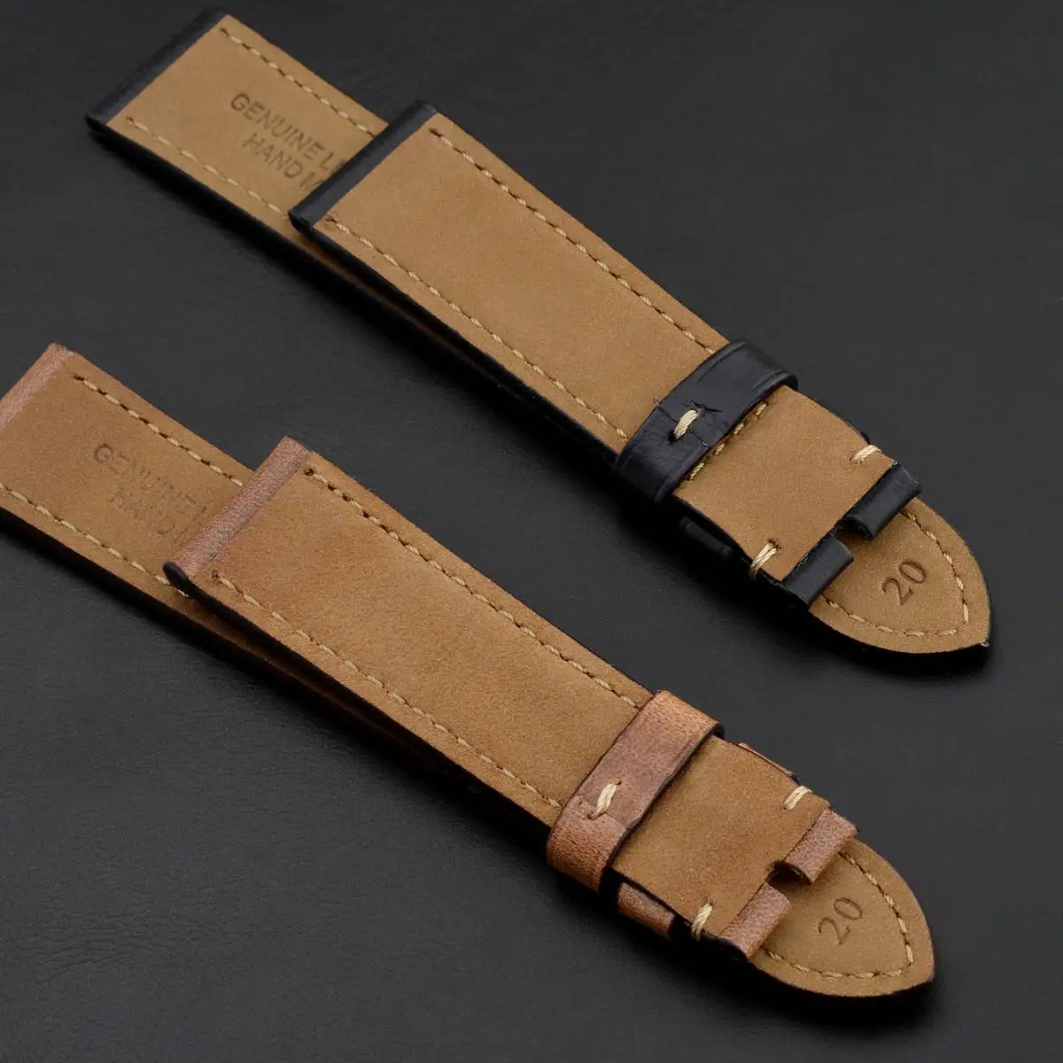 BISONSTRAP Horween Leather Watch Band 18mm 19mm 20mm 21mm 22mm 23mm 24mm Calfskin Watch Strap Quick Release Watch Accessories